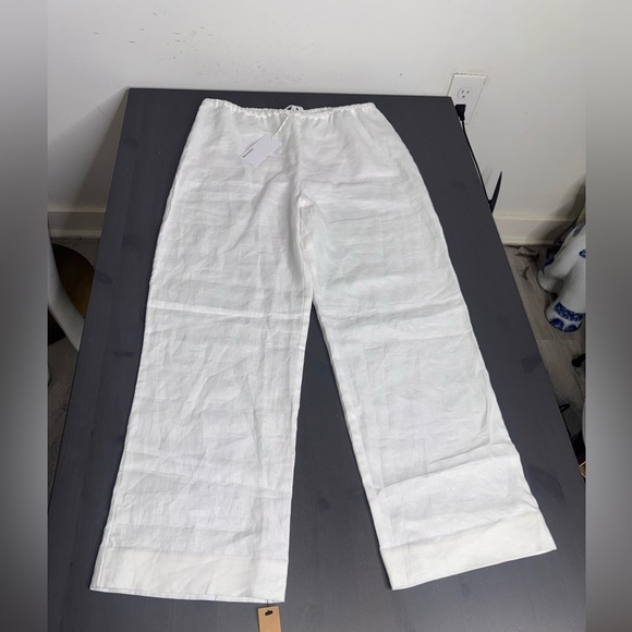 Reformation Remi Cropped Linen Pant White - Picture 4 of 11